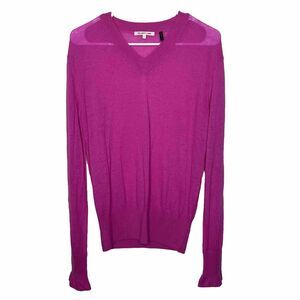 Helmut Lang Magenta V-Neck Sweater